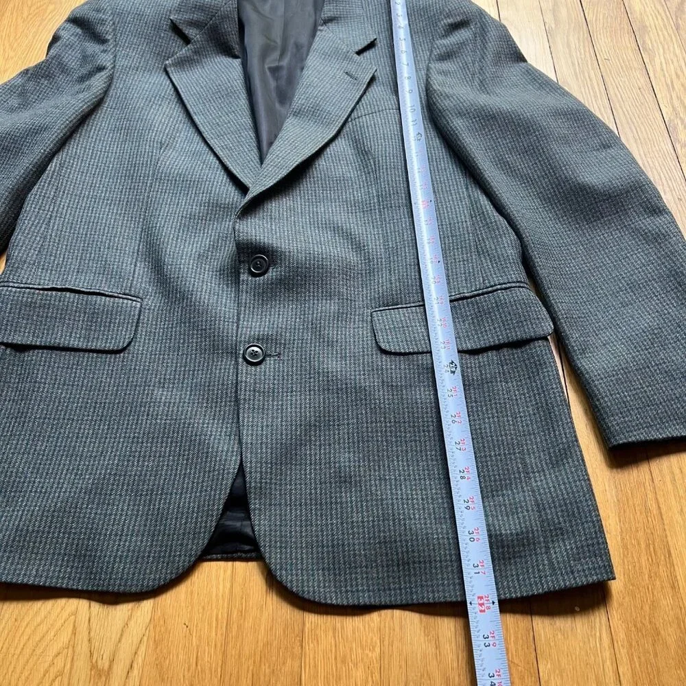 Oscar De La Renta Mens Size 42L Gray Houndstooth Single Breasted Blazer Jacket - Picture 9 of 15